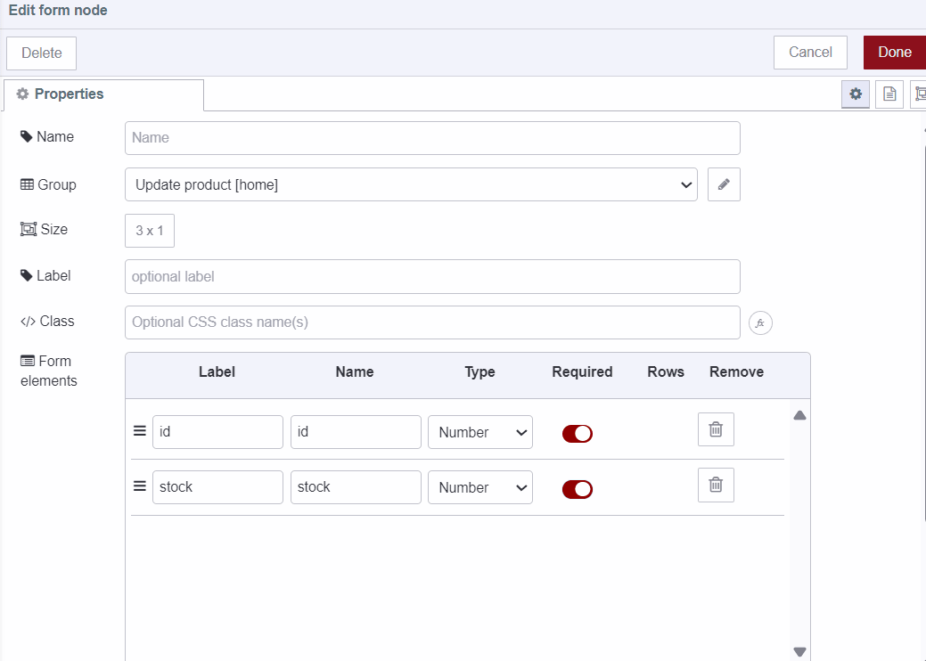 "Adding form to update product data"